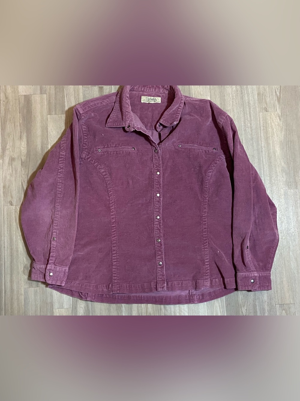 Cabela's Corduroy Snap Chore Jacket Top Western Mauve Blush Pink Women's L